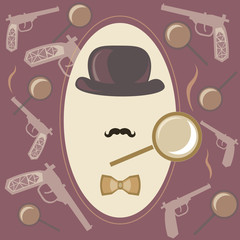 Detective, investigator, vector background
