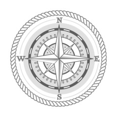 vector nautical label. vintage compass, icon and design element.