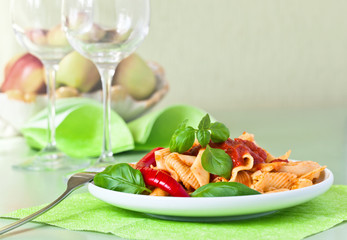 noodles with basil and chili