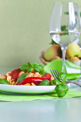 noodles with basil and chili