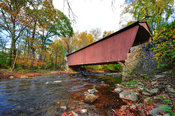 Jericho Covered Bridge in Maryland during Autumn