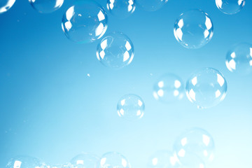 Blue soap bubbles for background