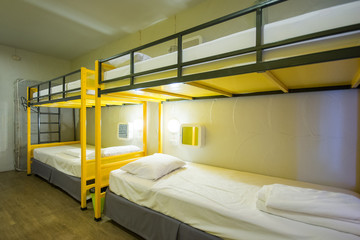 Bunk Beds in sleeping room - obrazy, fototapety, plakaty