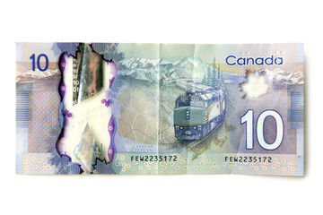 Canadian 10 Dollar, isolated on white