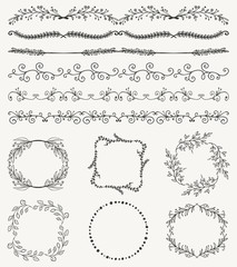 Obraz premium Hand Sketched Seamless Borders, Frames, Dividers, Swirls