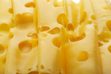 Slices of cheese close up