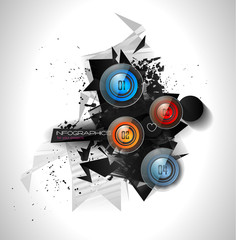 Infographic Abstract template with 4 choices glass buttons