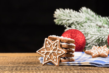 Christmas decoration with gingerbread cookies