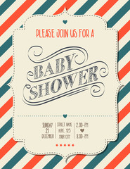 baby shower invitation in retro style