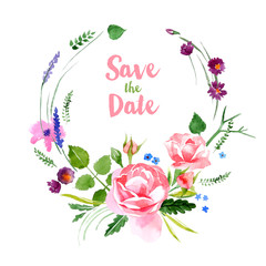  Watercolor floral wreath