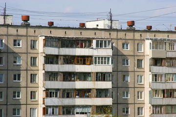 Houses in the slums of Moscow