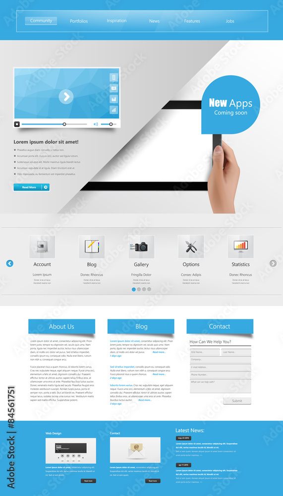 Canvas Prints website template for your business. vector