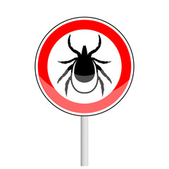 vector image of a tick in a red circle - ticks stop sign