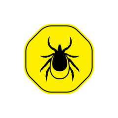 vector image of a tick in a yellow circle - tick stop sign