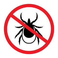 vector image of a tick in a red crossed-out circle - ticks stop - obrazy, fototapety, plakaty