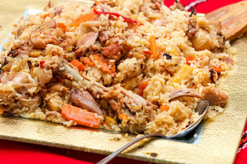 Pilaf with chicken and carrots