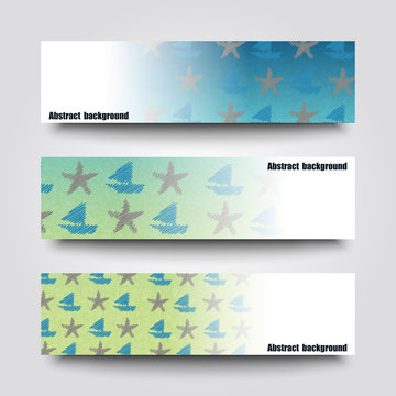 Set of banner templates with summer background.