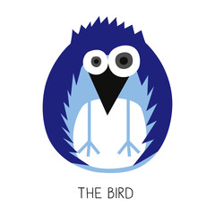 Card with a round bird. Vector design.