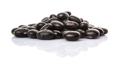 Black beans over white background