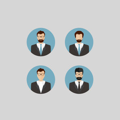 Fototapeta premium Avatar of Male Faces Circle Icons Set