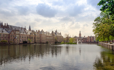 Famous parliament building complex Binnenhof in The Hague.