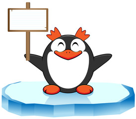 Penguin with sign