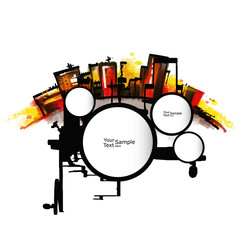 Abstract city and speech bubbles. 