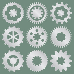 Vector collection of metal gear wheels