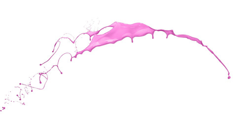 Pink paint splashing isolated on white background