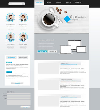 Website Template Vector Eps 10. One Page Design