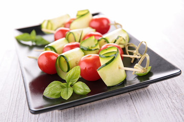 tomato,zucchini and basil