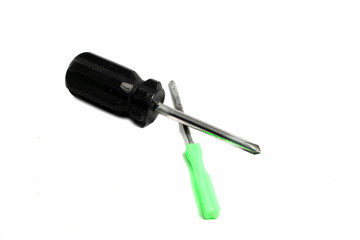 Fototapeta premium Two cross screwdrivers isolated on a white background