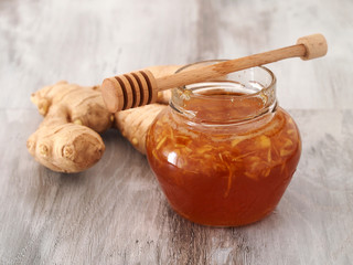 Honey and ginger mixture in jar