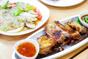 Roast chicken and Spicy noodle salad