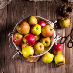 Naklejka na ściany i meble Fresh autumn apples in the basket