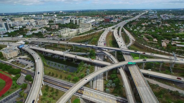 Aerial video of I95 Miami Florida