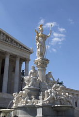 Monument of Athena next to the Austrian parliament building in Vienna