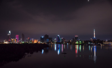 Fototapeta na wymiar Cityscape of Ho Chi Minh at night