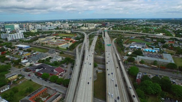 Aerial video of I95 Miami Florida