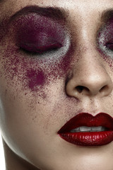 Beauty female Model with purple Makeup