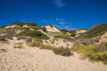 Sandstrand und Sanddünen an der Atlantikküste in Andalusien