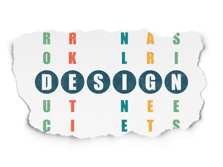 Advertising concept: word Design in solving Crossword Puzzle