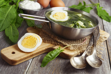 Sorrel soup with egg