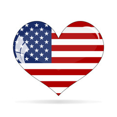 Fototapeta premium American flag in heart over white background