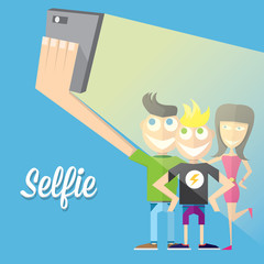Taking Selfie Photo on Smart Phone concept