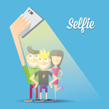 Taking Selfie Photo on Smart Phone concept
