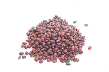 Pile of Adzuki bean or red bean on white background