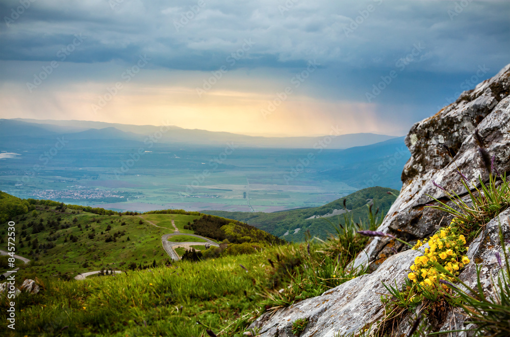 Wall mural rain in mountains