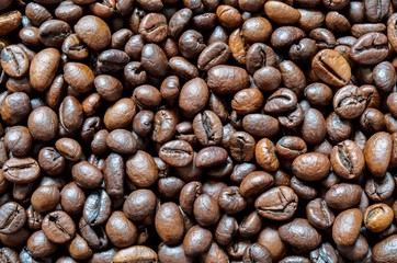 Coffee beans in the background