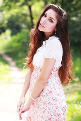 Naklejka premium Girl in the Meadow